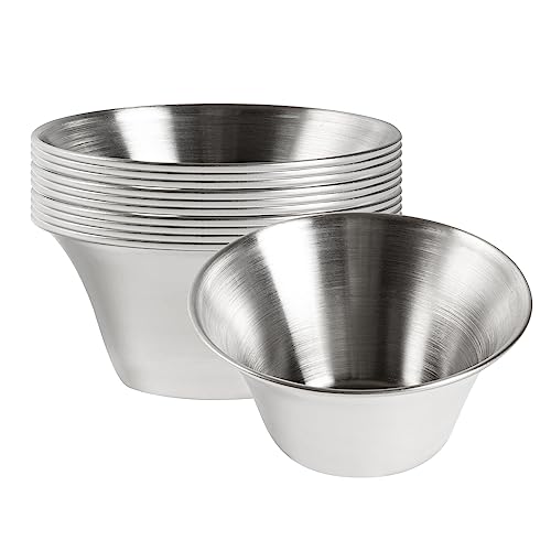 Restaurantware 6 Ounce Sauce Cups 10 Round Dip Cups - For Condiments And Individual Portions Stackable Silver Stainless Steel Dipping Cups Reusable Durable