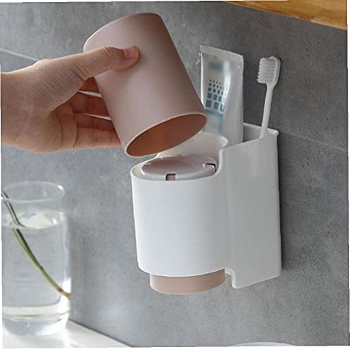NIDONE Tandenborstelhouder Sterke adsorptie wandgemonteerde tandpasta organizer met beker roze - Image 6