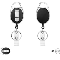 Skythrive Schlüsselanhänger Mit Ausziehbarer Ausweishülle, 2 Stk Einziehbarer Schlüsselband Kartenhalter Mit Gürtelclip Für Schlüssel Und Ausweise, Schlüsselband Ausziehbar mit Schlüsselring