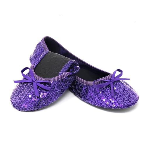 Image of Silky Toes Foldable Sequin Shoes for Women | Comfortable Dressy Flats for Weddings, Parties & Events | Ballet Purse Slippers