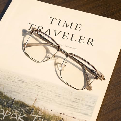 Image of Cyxus Retro Blue Light Glasses Men - Square TR90 Metal Blowline Frame Stylish Trendy for Computer Daily Work 8252