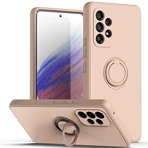 Coque en silicone liquide rose avec bague pour Samsung A23 4G