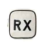 uekeboag Personalized Small Canvas Medicine Cosmetic Bag, Cute Plaid Pattern Chenille Letter Patch RX Drug Pouch with Zipper, Makeup Travel Gift Bag for Women and Girls (11Beige Canvas)