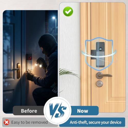 Image of Anti-Theft Doorbell Mount for Blink /Ring Battery Doorbell /Pro /Plus(2nd Gen) | No-Drill Doorbell Holder for Apartment Door, Renter Friendly Mounting Bracket, for Inward Swing Door, (2 Pack, Black)