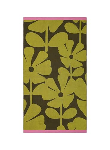 Image of Orla Kiely Bathroom Towel Wildflower Yellow Ochre - Bath Towel, 70x125cm