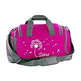 Mein Zwergenland Sporttasche Kinder mit Schuhfach und Nassfach Kindersporttasche 41L mit Namen personalisiert, Motiv Pusteblume, in Pink