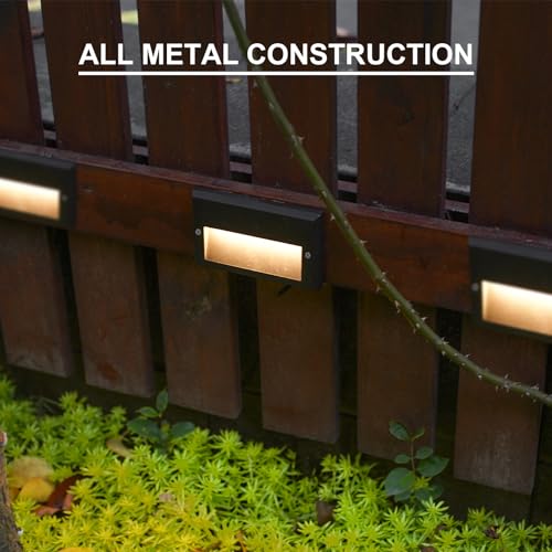 GOODSMANN Low Voltage Step Lights Kits 5.5 Inch Outdoor 12V AC Landscape Stair Lights Wired 8PK 3W LED Electric Outdoor Deck Lighting Black Metal 49 Lumens 3000K Warm White with Cable Connectors by GOODSMANN - Image 4