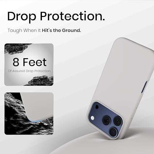 Image of CASEGEAR Silicone Snap Fit Back Cover Case Compatible with iPhone 17 Pro | 8 Feet Drop Protection | Compatible with MagSafe | 360 Protection | Shockproof & Scratch Resistant | Stone