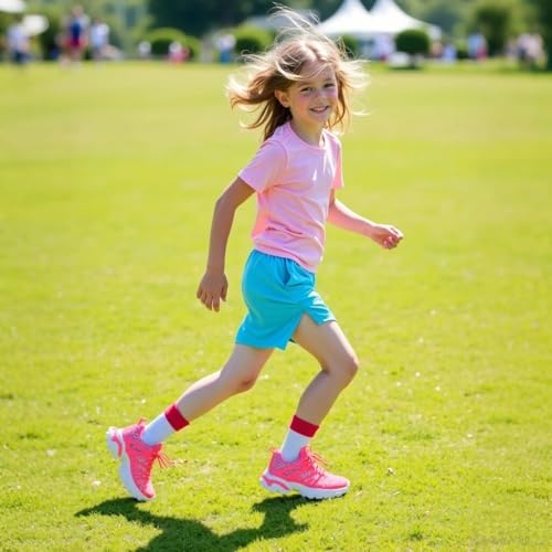 Xingfujie Running Shoes for Boys Slip on Sneakers Kids Lightweight Comfy Strap Girls Running Shoes Deep Pink Size 12.5 Little Kid