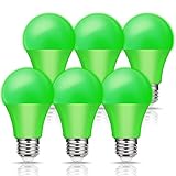 JandCase LED Green Light Bulbs, 40W Equivalent, A19 Light Bulbs with Medium Base, 6 Pack