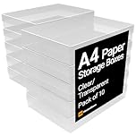 WestonBoxes A4 Transparent Plastic Craft Storage Boxes with Lids for Art Supplies, Paper and Card - 3.6 Litre Volume (Pack of 10)