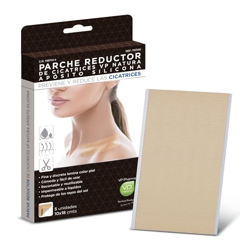 VP PHARMA Parches Cicatrizantes de Silicona: Aposito Cicatrizante con Adhesión Duradera y Protección Solar, Ideal para Reducir Cicatrices y Acelerar la Recuperación. 5 parches de 10x18 cm