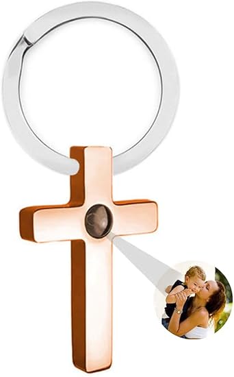 Cross Photo Projection Keychain Personalized Photo Key Chain with Picture inside Custom Picture Keyring