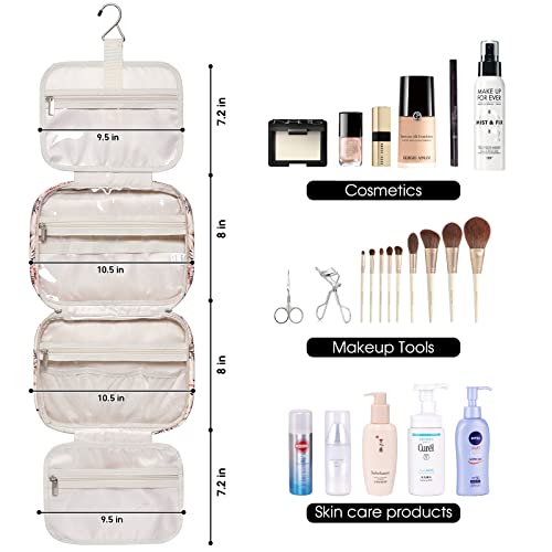 Narwey Hanging Toiletry Bag For Women Travel Makeup Bag Organizer Toiletries Bag For Travel Size Essentials Accessories Cosmetics (Beige Bird (Medium)) #TOP4