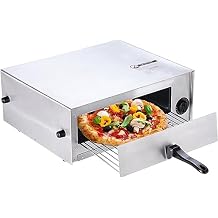 GOFLAME 1450W Electric Pizza Oven, 12 Inch Stainless Steel Pizza Oven Countertop with Insulated Handle & Removable Tray, Commercial Pizza Maker for Restaurant Home Party