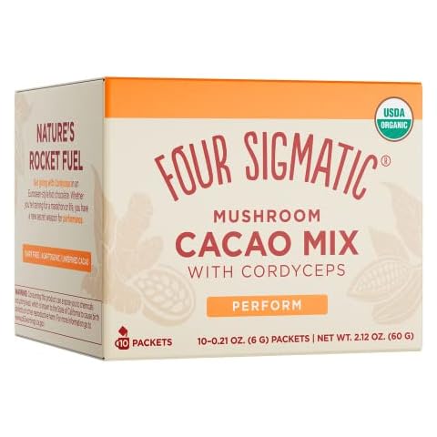 Four Sigmatic FSF Mushroom Hot Cacao Mix Cordyceps Sachets, 60g (10 Packets x 6g) Cover