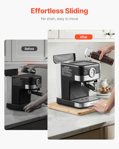 Miniatura 6 de Vevor Deslizador Para Electrodomésticos 267 X 330 X 21 Mm Bandeja Deslizante De Madera Grosor De 1,8 Cm Con Ruedas De Goma Y Asa Hueca Ideal Para Cafeteras Y Encimeras De Cocina, Color Madera