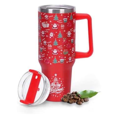 Dasfie 40 oz Christmas Tumbler with Handle Cover