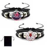PYRUVAE 2 Piezas Demogorgon&The Hellfire Club Pulsera, Pulseras de Amistad, Pulseras de Pareja, EL, Eleven, Will, Ajustable Für Amigos, Parejas, Uso Diario, Joyería Casual