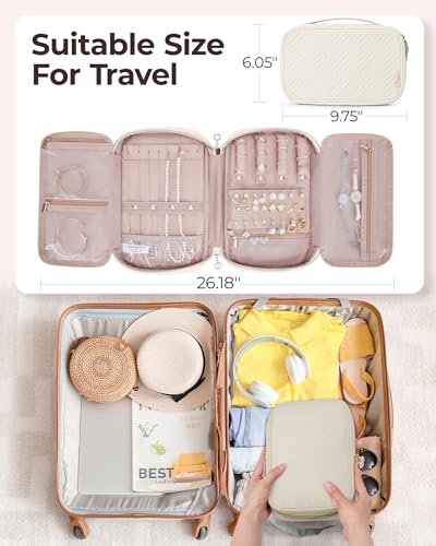 Image of BAGSMART Jewelry Organizer Case Large Travel Jewelry Storage Bag, Beige