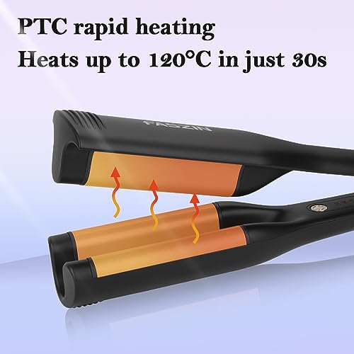 Foto von Faszin Lockenstab 3 Fässer Welleneisen für Haare Hair Curler Beach Waves Lockenstab Einstellbar Schnell Eerhitzendes Mit Hitzeschutz-Schwarz