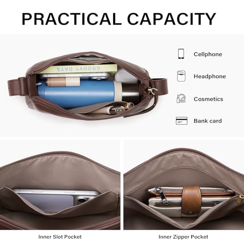 Image of CLUCI Brown Purses for Women, Cute Shoulder Bag, Soft Hobo Handbag Clutch Purse with Adjustable Wide Shoulder Strap