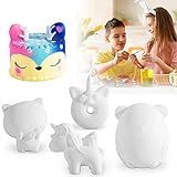 Squishies Toys for Kids, Paint Your Own Squishies - 3D Blank Arts and Crafts Gift for 3 4 5 6+ Years Old Boys Girls, Stress Relief Toys for Kid Adult, Kawaii DIY Animal Squishy Toys(5 Pcs)