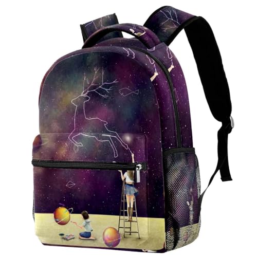 Sac à dos d'école galaxie multicolore 40cm pour filles et garçons