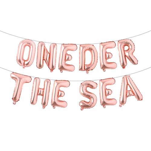 Image of RUIANSI 12pcs 16Inch Rose Gold Mermaid Alphabet Balloons for First Birthday Girl, Ocean Theme, Unique Inflating Letter 'B' Design
