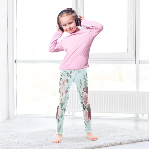 Bolaz Toddler Girls Leggings Printed Yoga Pants Leggings Pink Red Roses for Kids4
