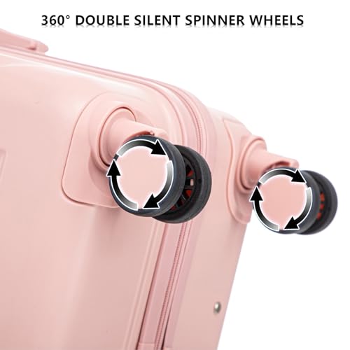 3-Piece Pink ABS Wheel Luggage Set - 20"/24"/28" with Combination Lock - Durable & Waterproof Travel Suitcases3