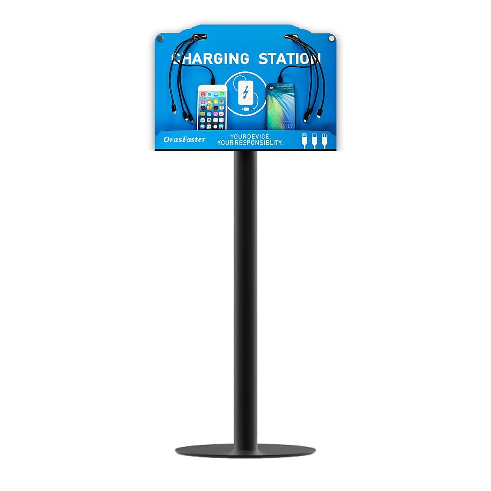 Orasfaster Free Floor Standing Cell Phone Charging Station Multi-device Station with 8 Charger Ports Compatible with Smartphones Tablets Application for Schools, Office, Shopping Malls