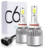 2PCS H8/H9/H11/9006/9005/H7/H4/H13/9007/9004 Car LED Light, 6000K 3800LM Super Bright High and Low Beam Bulb C6 LED Fog Light Headlight Bulb Replacement, Plug & Play, Car/trucks (9006/9012/HB4)
