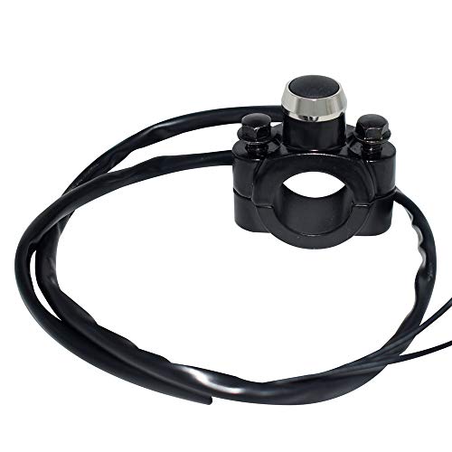 Aluminum 7/8" Motorcycle Handlebar Control Horn Start Switch Button Momentary Action With Two Bullet Connectors Black Button #TOP2