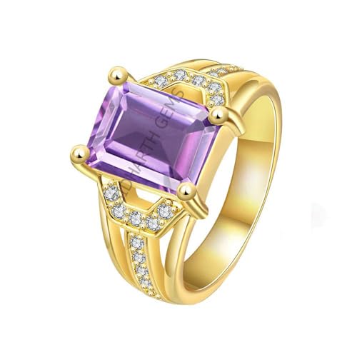 Bague améthyste naturelle anti-stress en argent sterling et plaqué or S