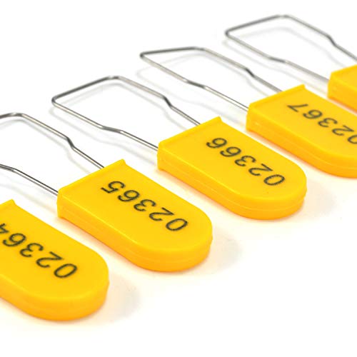 Image of Plastic Wire Padlocks Numbered Security Seal Plastic Padlock Electric Meter Seals Disposable Anti-Tamper Locks (Yellow, 500 PCS)