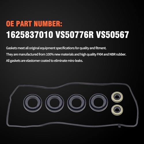 Image of HiSport Valve Cover Gasket - Compatible with Pontiac Vibe 2009-2010 Compatible with Scion iM 2016 xD 2008-2014 Compatible with Toyota Corolla 2009-2017 Matrix 2009-2014 - Replace VS50776R
