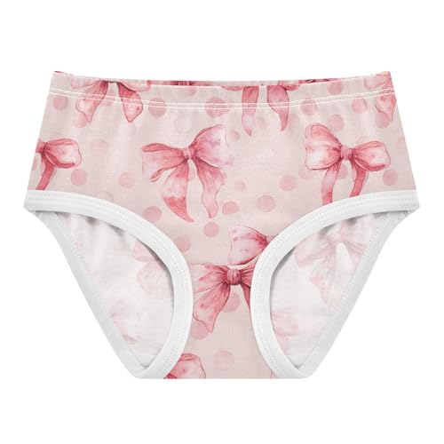 Wusikd Watercolor Pink Bows Girls' Underwear Cotton Girls Briefs Soft Toddler Underwears 2T