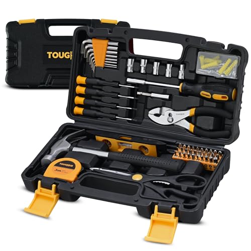 ToughHub 134-Piece Tool Kit – Home & Car DIY Hand Tools Set with Hammer, Hex Keys, Screwdrivers, Sockets, Measuring Tape, Fasteners & Tool Box – Complete Repair & Maintenance Set