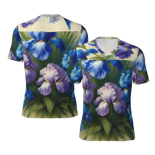 Stylish Athletic Sports Jersey Blue-Irises Men's Rugby Jersey Medium