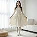 Women Bow Cross Lolita Shoes Block Heel Mary Janes Lace Straps Party Cosplay Wedding Sweet Kawaii Fashion Round Toe Elegant Pumps (White,8)