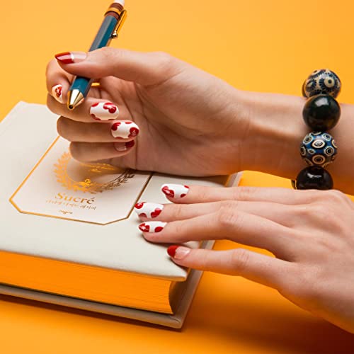 Kiss New York Press And Go False Nails Press On Nails Full Cover Nails Tips With Self Adhesive Tabs (Red Heart) #TOP6