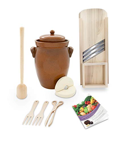 K&K Keramik Gärtopf-Set 7,0 Liter [Form 2] mit umfangreichem Zubehör