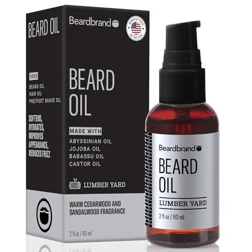 Beardbrand Beard Oil for Men with Jojoba & Vitamin E – Softens Stubble, Conditions Skin & Promotes Beard Growth | Sandalwood & Cedar Oil Scent | 2 fl oz