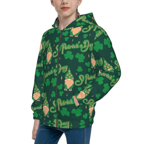 St Patrick's Day9 Kid Hoodies Boys Zip Up Sweatshirts Girls Pullover with Pocket