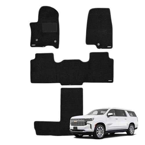 WENNEBIRD Superior Carpet Floor Mats for 2021-2026 Chevrolet Suburban 7 Seats (Not for 8 Seats) 0.6-Inch Ultra-Thick Noise-Reducing All-Weather Waterproof Anti-Slip 4-Pc Set