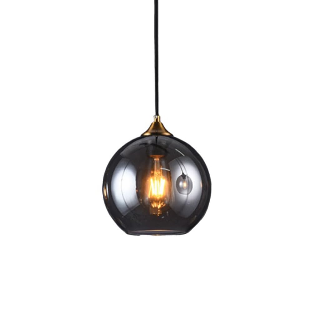 Semanhuaoz B Nordic Retro Style Pendant Light,E27 Screw Single-Head Chandelier,Creative Personality Spherical Glass Hanging Lamp,Restaurant Alcony Edroom Decorative Lighting Fixtures (Color : Siz