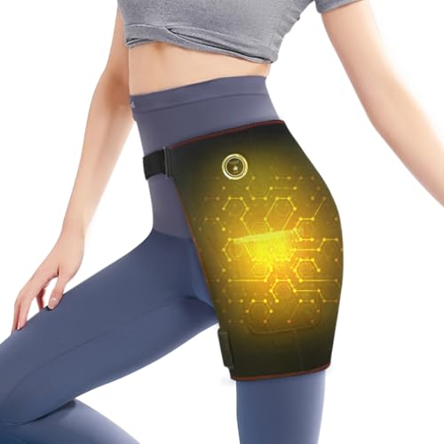 Hip Joint Heating Pad for Relieving Sciatica, Hip Joint Support, Lumbar/Thigh/Hip Pain Relief Device, Adjustable Inguinal Compression Wrap Pad,Black
