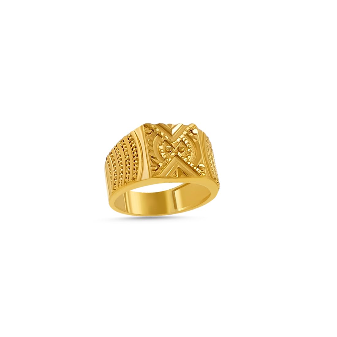 Gold Plated Chillai Work Owl Design Finger Ring For Men And Boys