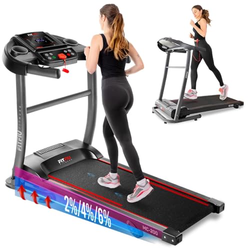 FITFIU Fitness MC-200 - Laufband mit Steigung, klappbar, ultrakompakt und leise, LCD-Display mit 12 Programmen, Laufband mit Pulsmesser, für zu Hause und im Büro FITFIU Fitness MC-200 - Laufband mit Steigung, klappbar, ultrakompakt und leise, LCD-Display mit 12 Programmen, Laufband mit Pulsmesser, für zu Hause und im Büro